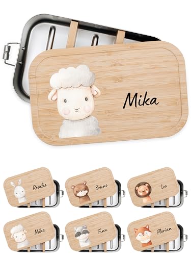 Bärenfreunde® - Personalisierte Brotdose für Kinder mit Spezial-Druck - Robuste Edelstahl Brotdose - Personalisierte Geschenke für Kinder & Erwachsene (Schaf,klein Weißblech) von Bärenfreunde