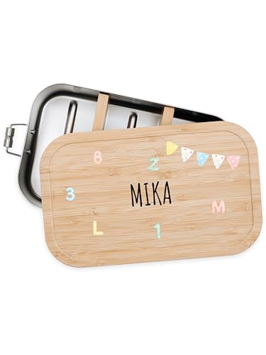 Bärenfreunde® - Personalisierte Brotdose für Kinder mit Spezial-Druck - Robuste Edelstahl Brotdose - Personalisierte Geschenke für Kinder & Erwachsene (Zahlen Buchstaben,GROSS Edelstahl) von Bärenfreunde