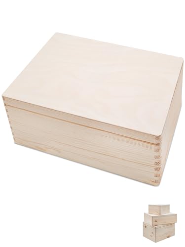 Bärenfreunde - Holzkiste mit Deckel mit abgerundeten Kanten - Deko Box mit Deckel groß oder klein für Erinnerungen, Aufbewahrungen oder Dekobox mit Deckel (M | Klappdeckel,blanko) von Bärenfreunde