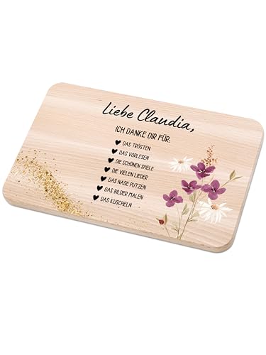 Bärenfreunde - Individuelles Holzbrett mit hochwertigem Spezial-Druck für Erzieherin - Personalisiertes Frühstücksbrettchen - Motiv-Brettchen mit Namen für Abschied Kindergarten (Erzieherin) von Bärenfreunde