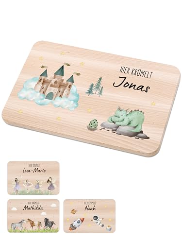 Bärenfreunde - Individuelles Holzbrett mit hochwertigem Spezial-Druck für Kinder - Personalisiertes Frühstücksbrettchen - Niedliche Motiv-Brettchen mit Namen (Drache) von Bärenfreunde