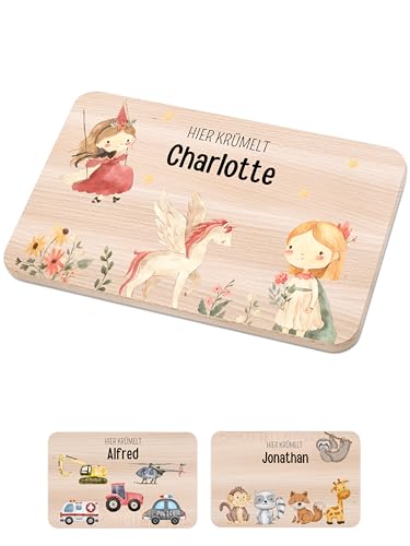 Bärenfreunde - Individuelles Holzbrett mit hochwertigem Spezial-Druck für Kinder - Personalisiertes Frühstücksbrettchen - Niedliche Motiv-Brettchen mit Namen (Feen Szenario) von Bärenfreunde