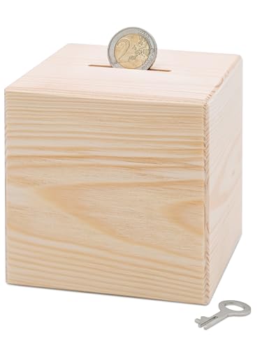 Bärenfreunde - Spardose Kinder aus Holz mit Metallschloss - Spardose zum Sparen für Kinderträume, Geburt und zum Geburtstag für die Kleinen (Natur) von Bärenfreunde