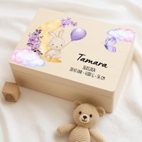 Erinnerungskiste Baby, Erinnerungsbox Hase, Geschenk Geburt, Baby Mädchen, Gift, Memory Box von BaerenfreundeDE