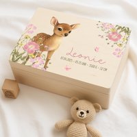 Erinnerungskiste Baby, Reh, Erinnerungsbox Geschenk Geburt, Baby Mädchen, Gift, Memory Box von BaerenfreundeDE