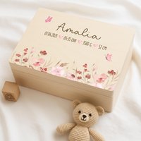 Erinnerungskiste Baby, Taufgeschenk Mädchen, Erinnerungsbox Geschenk Geburt Baby Gift, Memory Box von BaerenfreundeDE