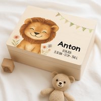 Erinnerungskiste Löwe, Baby, Babygeschenk Geburt, Neugeborenen Geschenk, Boîte Souvenir Bébé, Erinnerungsbox Baby von BaerenfreundeDE