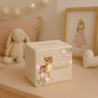 Spardose, Spardose Mädchen, Taufe Taufgeschenk 1. Geburtstag Kind, Reh von BaerenfreundeDE