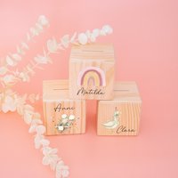 Spardose Personalisiert Regenbogen, Regenbogen Kinderzimmer, Deko Holzspardose, Babys, Geldgeschenk Kind von BaerenfreundeDE