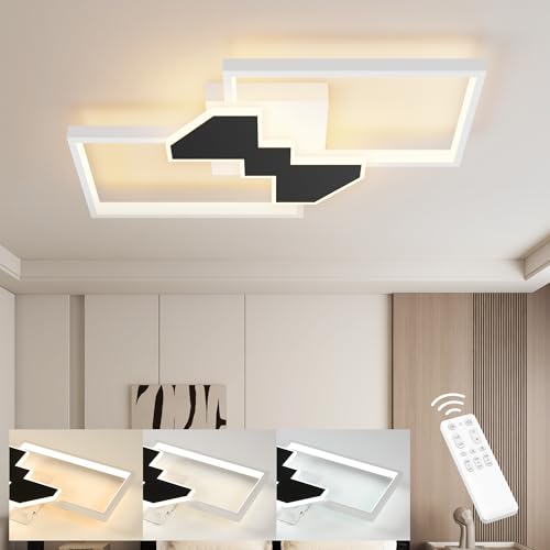 Baerolc LED Deckenlampe Wohnzimmer, 32W 50cm Deckenleuchte dimmbar mit Fernbedienung Schlafzimmerlampe weiß Wohnzimmerlampe Modern Küchenlampe Eckig Deckenbeleuchtung für Wohnzimmer Schlafzimmer von Baerolc