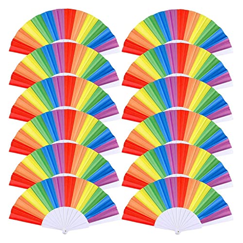 Baeroprki 10 Pack Rainbow Folding Fans, Hand Pride Fan Gay Pride LGBT Fans für Partys, Festivals, Events, Tanzbedarf von Baeroprki