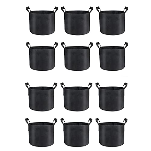Baeroprki 12Er-Pack Pflanzbeutel 5 Gallonen, Pflanzbeutel Aus Dickem Stoff für GemüSe, Griffe und VerstäRkte NäHte von Baeroprki