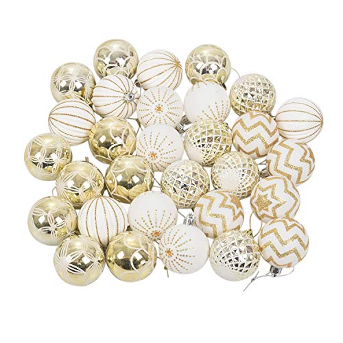 Baeroprki 30 StüCke Weihnachten Dekor Hohe QualitäT Weiß Gold Ball Ornament Christbaum HäNgen Ball für Zuhause Weihnachten Schmuck von Baeroprki