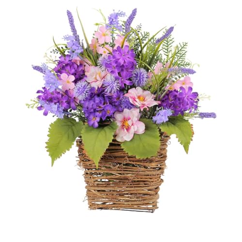 Baeroprki Hortensien-Türhänger-Korbkranz, Wildblumen-Türhänger-Korbkranz, Schöne Künstliche Haustür von Baeroprki