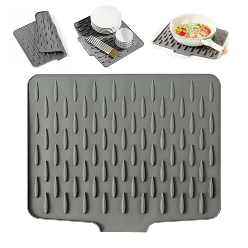 2025 Abtropfmatte Geschirr, Silikon Abtropfmatte Spüle mit Effektiver Wasserumleitung und Rutschfestem Design, für Küchenspüle (40*32.5cm) von BafanglaiUK