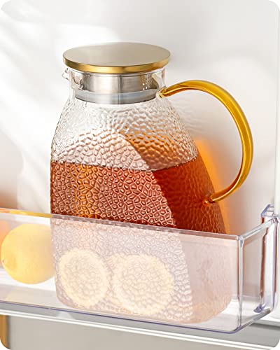 Baffect Wasserkrug, Karaffe Glas mit Edelstahl-Deckel, Auslaufsicherer Kühlschranktür Karaffen für Heiße oder Kalte Getränke (1.8 L/63 oz.) von Baffect