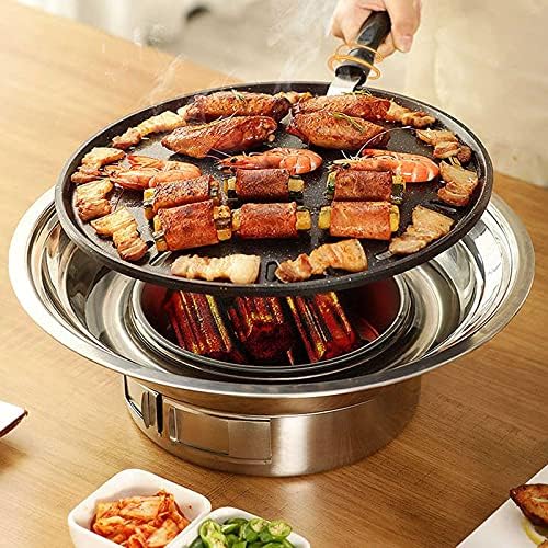 Holzkohlegrill Koreanischer Grill Tragbarer Edelstahl Antihaft-Holzkohleofen für Outdoor Camping BBQ Grill 34,8 cm Kleiner Grill Outdoor Kochen von Baffect