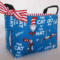 Blau, Rot/Weiße Katze Bucheinbandgewebe - Organizer Bin Korb Lehrer Wertschätzung von BaffinBags