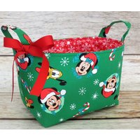 Mickey Und Pluto Gesichter Auf Grünem Stoff - Urlaub Geschenkkorb Aufbewahrungsorganisation Organizer Container Korb von BaffinBags