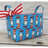 Rot/Weiße Katzen-Hutköpfe Stoff - Dr. Seuss Organizer Container Korb Tasche Raumdekor Lehrer Wertschätzung von BaffinBags