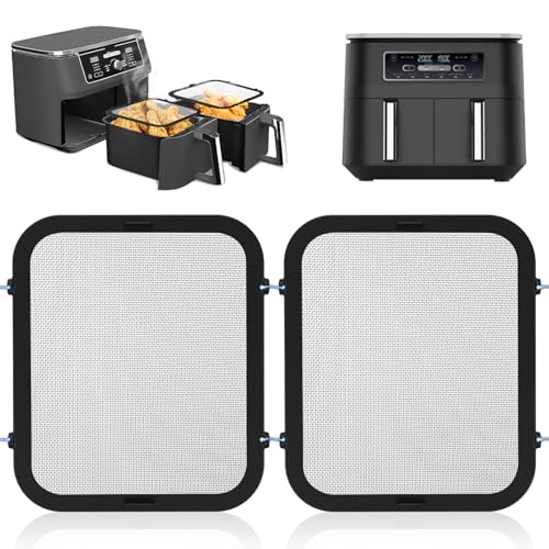 2 Stück Edelstahl Spritzschutz Heißluftfritteuse Zubehör für Ninja Foodi Max Dual Zone AF400EU and AF451EU, Airfryer Zubehör Airfryer Silikonform Spritzschutz für Schützt Heizspirale und Lüfter von Bafiwu