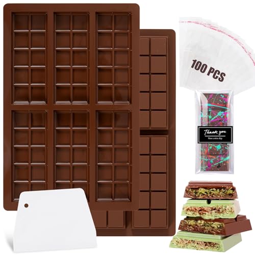 2 Stück Silikon Schokoladenform, Schokoladenform Backen Schokoladenform Tief DIY Dubai Schokolade Form, Silikonformen Schokolade FüR Schokolade Praline SüßIgkeiten (Quadratische Schokoladenform) von Bafiwu