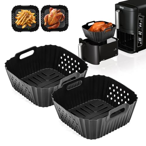 2 Stück Silikonform HeißLuftfritteuse Zubehör für Ninja Double Stack Sl300EU, Silikonform Airfryer für Ninja HeißLuftfritteuse Double Stack 7,6l Ninja Sl300EU, Air Fryer Silikon Einsatz Backform von Bafiwu