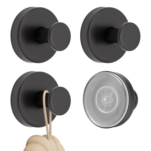 2 Stück Saugnapfhaken, Saugnapf Haken Badezimmer Saughaken extra stark Saugnäpfe Gewinde Hooks Handtuchhaken Bademantelhaken(Schwarz*2) (Schwarz*4) von Bafiwu
