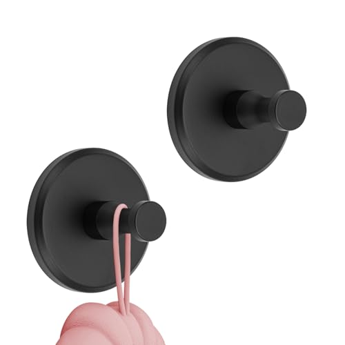 Saugnapfhaken, 2 Stück Saugnapf Haken Badezimmer, Saughaken extra stark Saugnäpfe Suction Cup Hooks Handtuchhaken Bademantelhaken Saugnapf Haken Bad(Schwarz) von Bafiwu