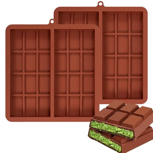 Schokoladenform Silikon Tief, 2 Stück Silikonform Schokolade Dubai Schokolade Form, Tief Schokoladentafel Form für Schokolade Praline Süßigkeiten von Bafiwu