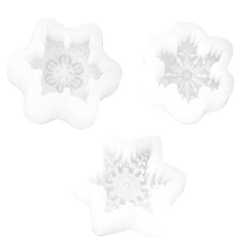 Bafnsiji 3 STÜCKE Silikon Schneeflocke Formen, 3D Schneeflocke Kerzenform, Weihnachten Schneeflocke geformt Silikonformen, DIY Seife Kuchen Dessert Formen von Bafnsiji