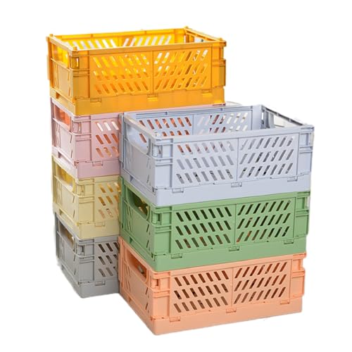 Bafnsiji 7 Stück fodable Aufbewahrungskörbe, zusammenklappbare Aufbewahrungsboxen, Desktop-Kunststoff Faltbarer Kleiner Desktop-Organizer für das Bürobad (zufällige Farbe) von Bafnsiji