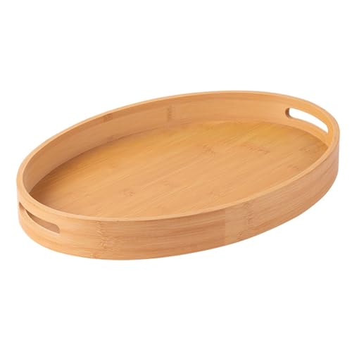 Bafnsiji Bambus Tablett, Bambus Serviertablett, ovale Serviertabletts mit Griffen, große Holztabletts zum Servieren, Bambus Serviertabletts, für Küche/Couchtisch,45cm Bafnsiji Bambus Tablett, Bambus Serviertablett, ovale Serviertabletts mit Griffen, große Holztabletts zum Servieren, Bambus Serviertabletts, für Küche/Couchtisch,45cm von Bafnsiji