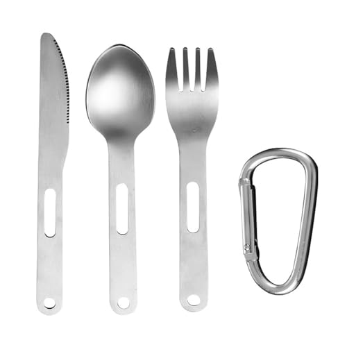 Bafnsiji Edelstahl Camping Besteck Set, Reisebesteck Set, Tragbares Geschirr Set, Geschirr Utility Camping Utensil Set für Outdoor und Reisen von Bafnsiji