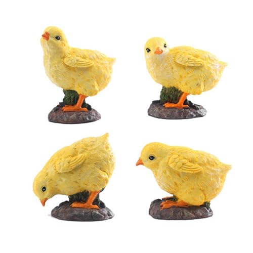 Bafnsiji Set von 4 Küken Garten Statuen, Metall Küken Vögel Garten Ornamente, kleine gelbe Küken Huhn Statuen Rasen Ornament von Bafnsiji