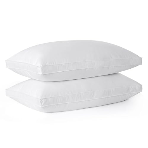 Bafode Bettkissen mit Gänsedaunenfedern, Standardgröße, 2er-Set, Bezug aus 100% weicher Baumwolle, Kissen für Rücken-, Bauch- oder Seitenschläfer Bafode Bettkissen mit Gänsedaunenfedern, Standardgröße, 2er-Set, Bezug aus 100% weicher Baumwolle, Kissen für Rücken-, Bauch- oder Seitenschläfer von Bafode