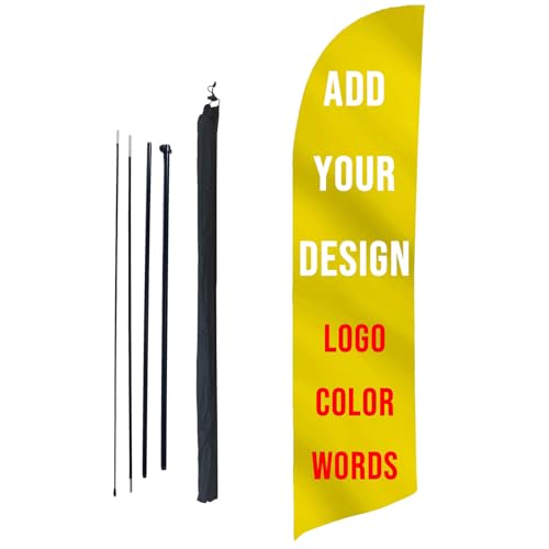 Bagetu personalisiertes Federvogel-Fahnenmast-Set, maßgefertigtes Tränenform-Zeichen, Geschäftsschild für Laden Geschäft (Flagge+Mast, Teardrop 70x170cm) von Bagetu