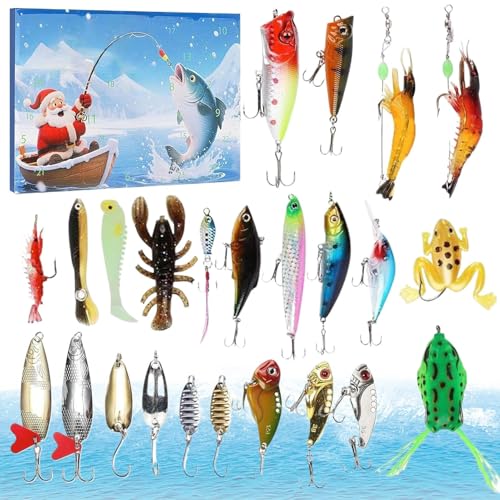 Fischköder Weihnachts Adventskalender - Weihnachtskalender Angelköder,Fischzubehör Set Für Weihnachtsfeier Überraschungen,Angelzubehör Set Für Erwachsene Jugendliche Fischköder Weihnachts Adventskalender - Weihnachtskalender Angelköder,Fischzubehör Set Für Weihnachtsfeier Überraschungen,Angelzubehör Set Für Erwachsene Jugendliche von Bagiaope