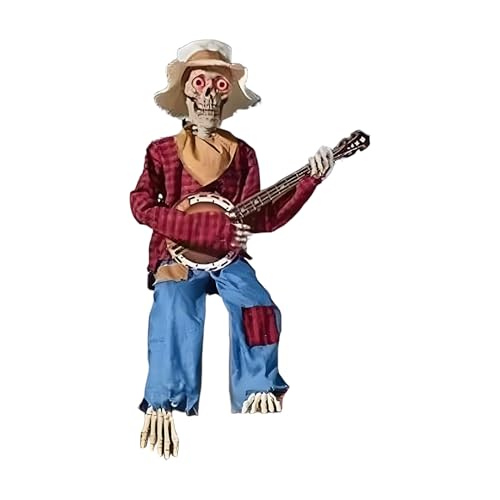 Halloween Skelett Dekoration,Halloween Skelette Mit Banjospiel Und Leuchtenden Augen - Statue Mit Beweglichen Gelenken, Musik Und Leuchtenden Augen Für Gruselhaus, Garten, Foto-Hintergrund, Einzelhand Halloween Skelett Dekoration,Halloween Skelette Mit Banjospiel Und Leuchtenden Augen - Statue Mit Beweglichen Gelenken, Musik Und Leuchtenden Augen Für Gruselhaus, Garten, Foto-Hintergrund, Einzelhand von Bagiaope