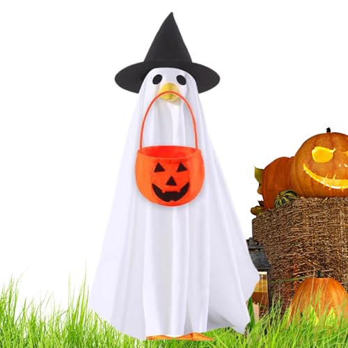 Halloween Vorgarten Gänse Outfit,Geisterkostüm für Gänsedekoration | Gartenfigur Verkleidung Für Fotohintergrund - Festlicher Hof Fotos Hintergrund für Familienfeier Eingangsbereich von Bagiaope