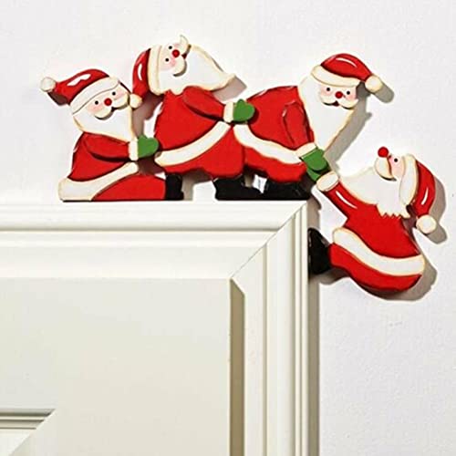 Bagima Türrahmen Weihnachten Santa Elk Weihnachtsschmuck für Türrahmen, Holz Weihnachten Dekorative Rentier Weihnachtsmann Ornamente Home Wandschrank Türrahmen von Bagima