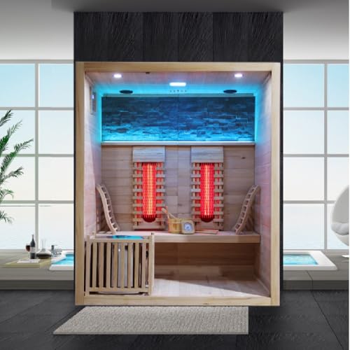 Bagno Italia Finnische Infrarot-Sauna 170 x 120 cm mit strahlendem Ofen, Full Spectrum Bluetooth von Bagno Italia