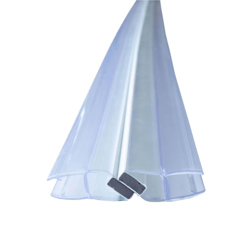 Duschdichtung Magnetdichtung für Duschtüren, 2m Transparent 8mm Glasstärke Schließwinkel von 90 & 180 Grad, versetzt, Schiebetür, einseitige Öffnung von Bagnoxx