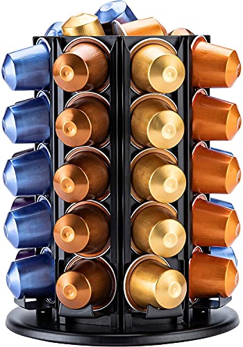 BAGOO Kaffee Kapselhalter für Nespresso 360-Grad-Drehung mit Zentraler Zusätzlicher Pod-Aufbewahrung (40+) von Bagoo