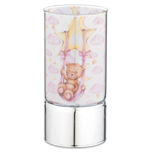 Bagutta Lampe aus Glas 7 x 15 cm mit Bärendekor auf einer Schaukel Rosa. Die Referenz ist B 4203-03. von Bagutta