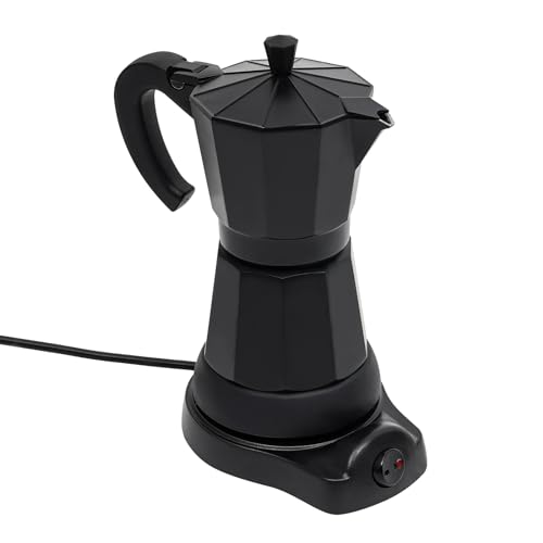 Professionelle Elektrische 300ml Kaffeemaschine Espressomaschine 1-6 Tassen Moka Krug Aluminium Black von Bagyaluu