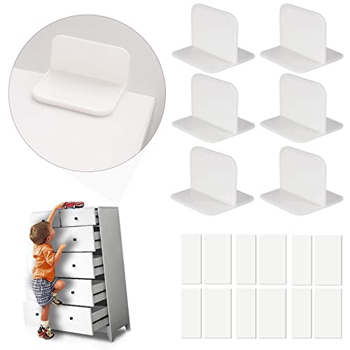 Bahan alamy Kippsicherung Möbel, 6 Stück Möbel Kippsicherung Set, Kippschutz Möbel-Wandanker Ohne Bohren, Kippsicherung Schrank für Proofing Kinder Haustierschutz von Bahan alamy