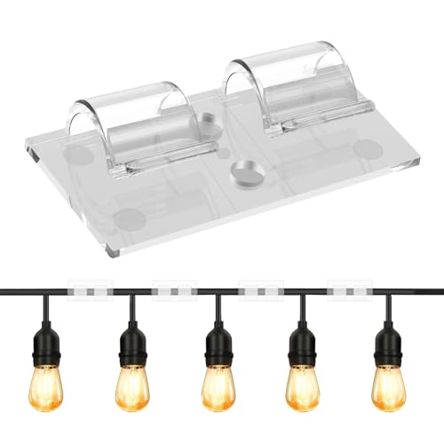 Bahan alamy 25 Stück Kabelhalter, Selbstklebend Kabelklemmen, Kabelführung Organizer, Doppelclip Design ist stabiler, Transparente Kabelclips für Kabelbefestigung Lichterkette von Bahan alamy