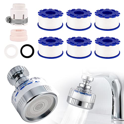 Bahan alamy Wasserfilter Wasserhahn Drehbar Wasserhahnfilter mit 6 pcs PP-Baumwolle Filterelement Und Universaladapter für Spüle, Küche, Badezimmer von Bahan alamy