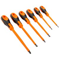 Schraubendreher-Satz mit 2-Komponenten-Griff für Schlitz-, PH1- und PH2-Phillips-Schrauben, 3-6,5 mm - 6-tlg. - Bahco von Bahco